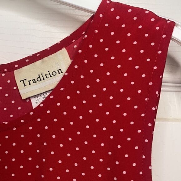 NWOT Traditions Petit Long Polkadot Dress - Picture 2 of 4